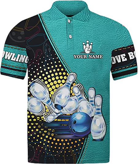 Custom Blue Bowling Shirts For Men Custom Name Polo Shirt For Men