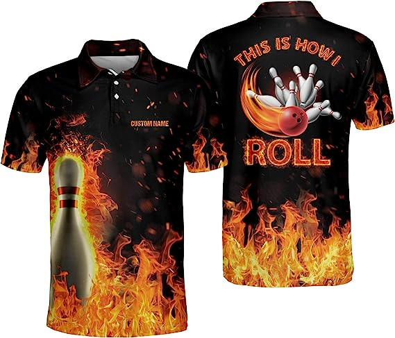 Blue Bowling Shirt For Men Custom Name Polo Shirt For Men And Women