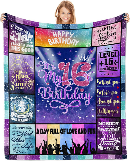 16th Birthday Gifts for Girls, Sweet 16 Gifts for Girls, 16 Year Old Girl  Gifts for Birthday, Best Gifts for 16 Year Old Girl, Happy 16th Birthday  Gift Idea Blanket 50x60 