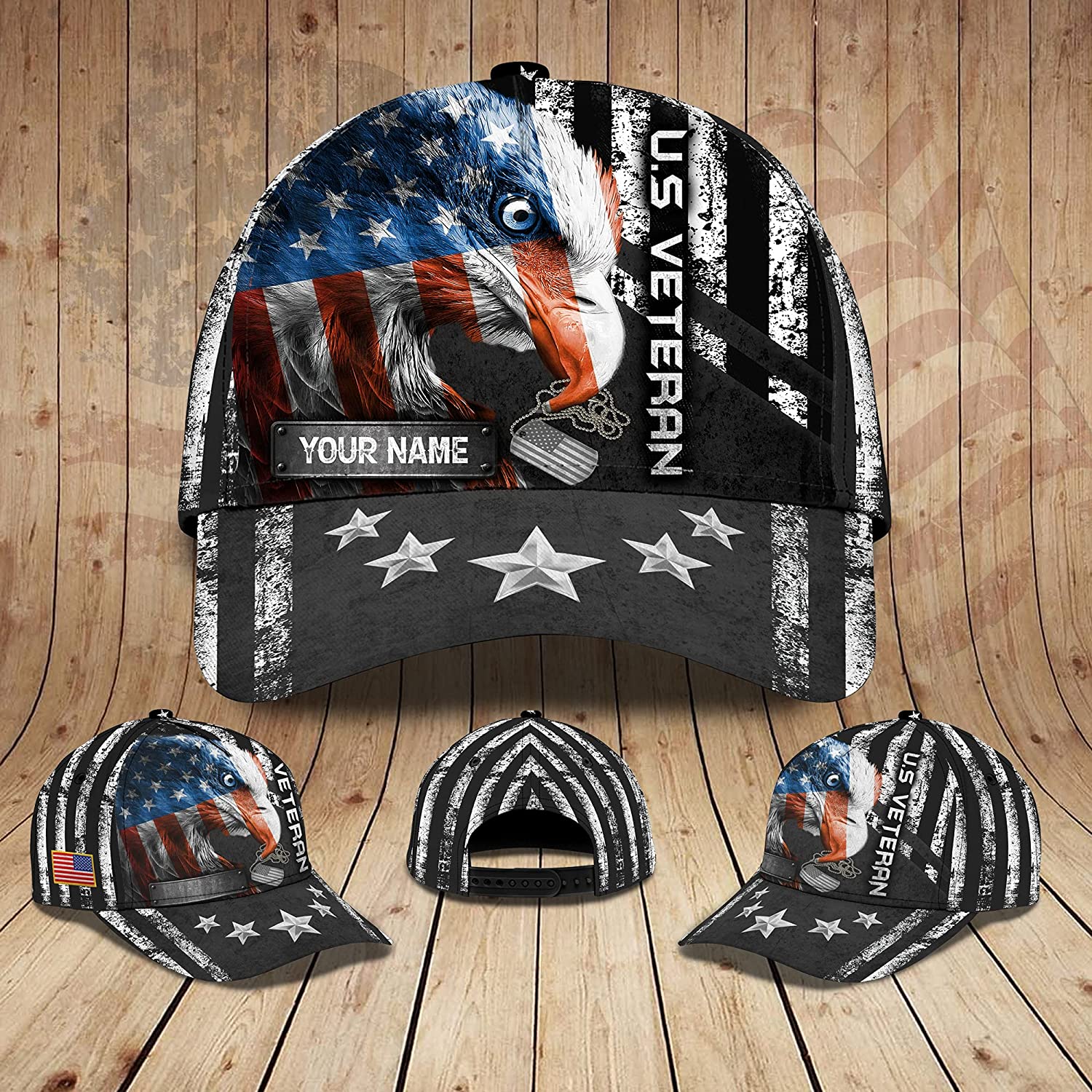 : 3D Printing Bald Eagle Hat Custom Name American Flag