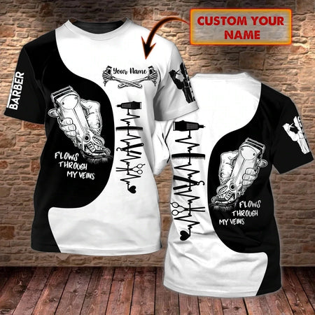 Custom Barber Tee Shirt, 3D Full Print Shirts For Barber, Best Gift Fo
