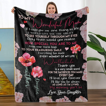to My Daughter Blanket from Mom Daughter Gifts Sunflower Letter Printed  Throw Fleece Blankets Birthday Gifts for Daughter Birthday, Super Soft  Flannel